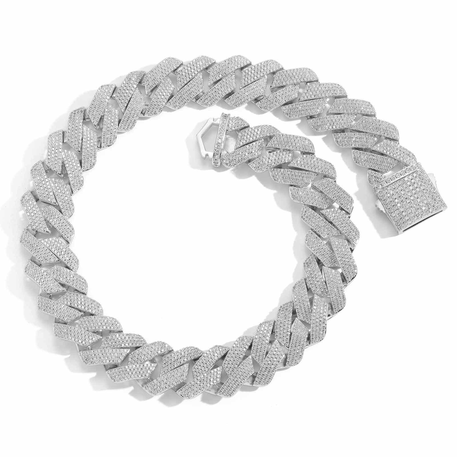 CARÁTIX 22mm Rhombus 4-Row Cuban Link Chain Necklace – Pink & White CZ Iced Out Hip Hop Bling Jewelry for Men | Custom Design - CaratixJewelry